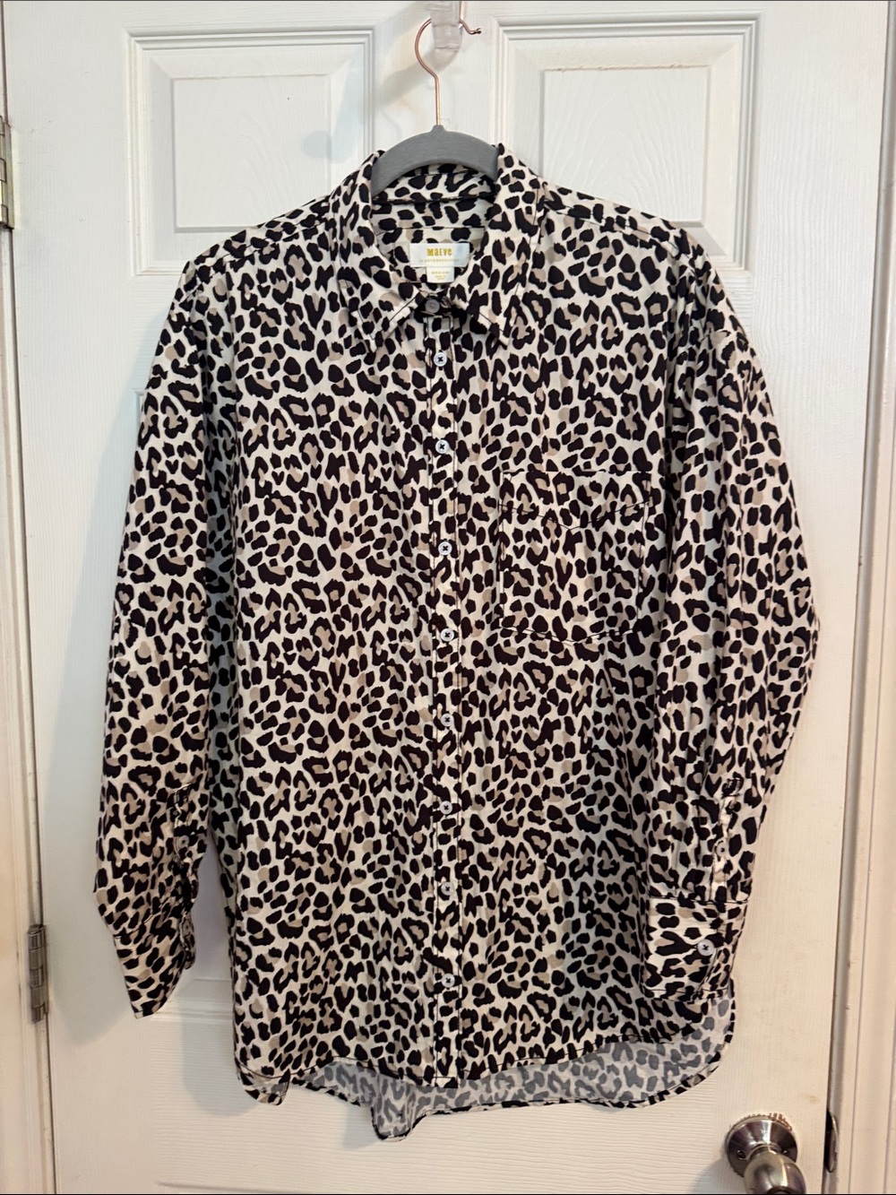 Women’s Maeve by Anthropology Animal Print Button-Up Shirt - Black on Cream